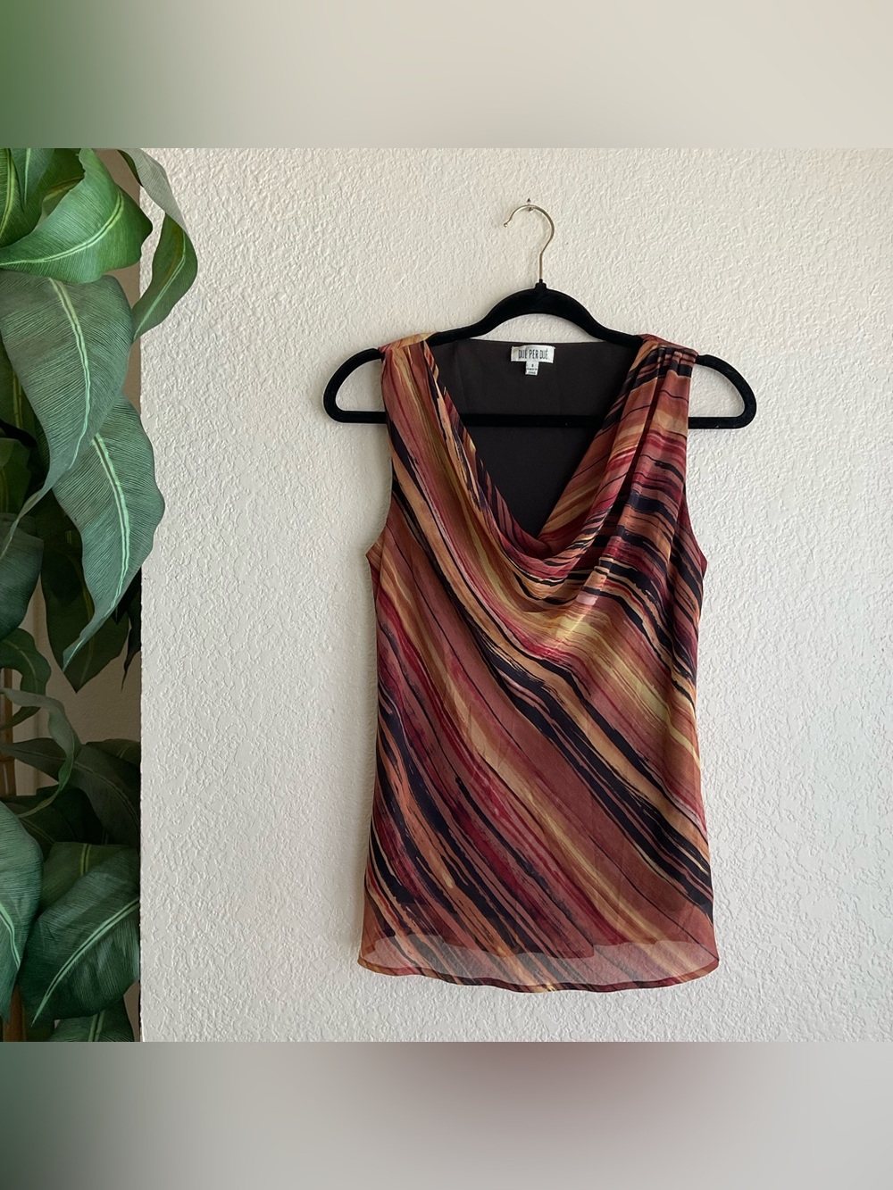 Vintage Due Per Due multicoloured striped cowl neck top Size S